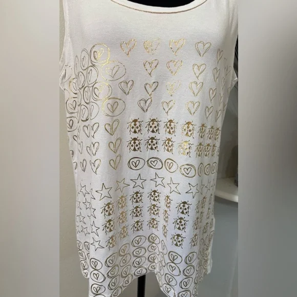 Jane and John whimsical gold designs sleeveless shirt in size Large. NWT - Picture 2 of 9